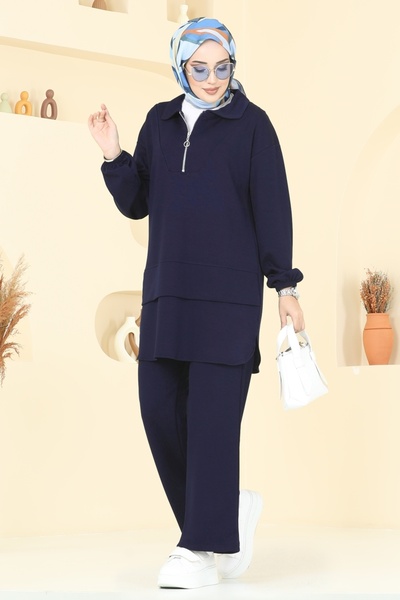 ModaMerve Yarım Fermuarlı Modal Kumaş Takım 5017HBS856-MS Laci