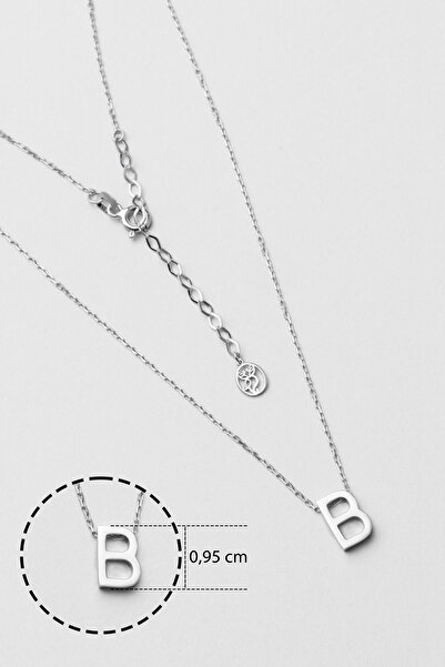 So CHIC... B Harfi 18 Ayar Beyaz Altın Kaplama 45 Cm Gümüş Kolye