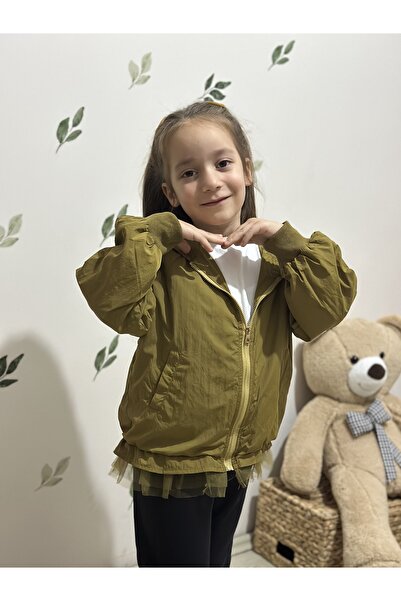 İpek Baby Khaki Vintage Girl's Raincoat