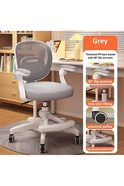 Taimi Adjustable Kids Study Chair with Footrest, Armrests, Mesh Back & Wheels – Gray