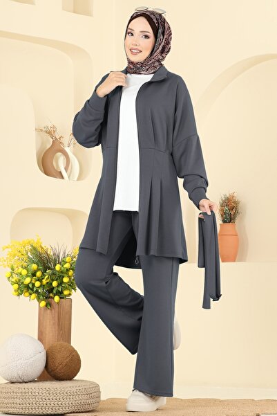 ModaMerve Dik Yaka Modal Takım 2722AYD574-MS Antrasit