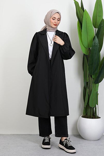 giz astore Selin Balon Kol Trenç Siyah