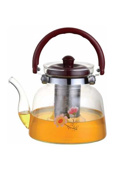 Dessini غلاية شاي زجاجية سعة 1500 مل مع مصفاة قابلة للإزالة، مصنوعة من البورس...