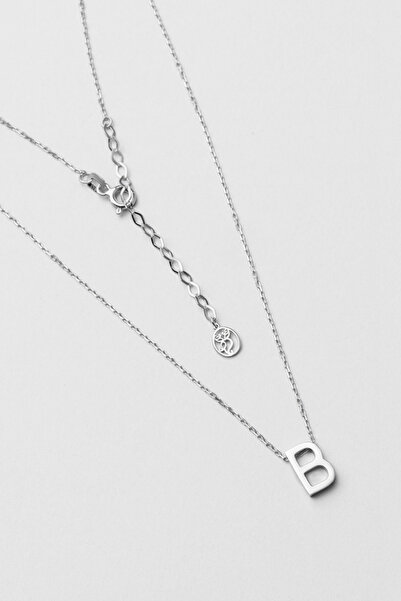 So CHIC... B Harfi 18 Ayar Beyaz Altın Kaplama 45 Cm Gümüş Kolye