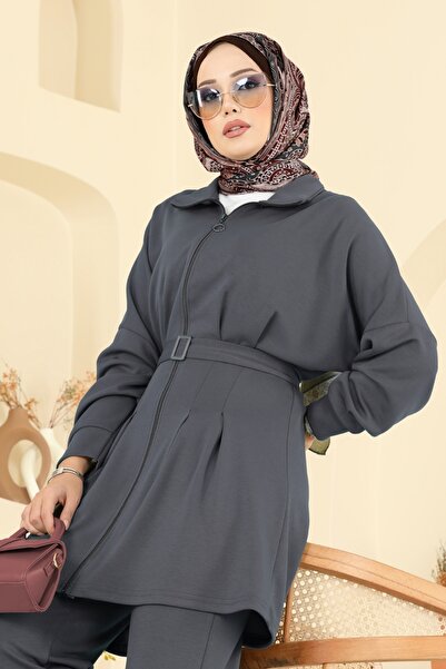 ModaMerve Dik Yaka Modal Takım 2722AYD574-MS Antrasit