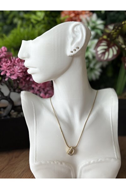 B & S Zirkon Taşlı D Harfli Çelik Kolye