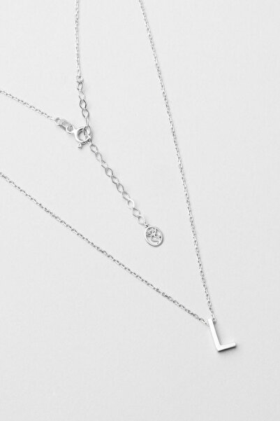 So CHIC... My Story L Harfi 18 Ayar Beyaz Altın Kaplama 45 Cm Gümüş Kolye