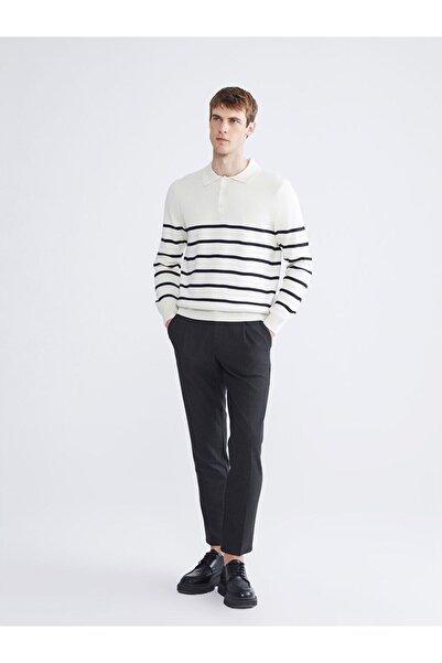 LC Waikiki Ανδρικό πλεκτό πουλόβερ με ριγέ γιακά SOUTHBLUE