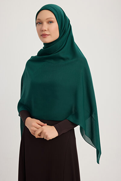 MıssColor A4801 Μεγάλο Κασκόλ Σιφόν 140x140 - Σμαραγδένιο
