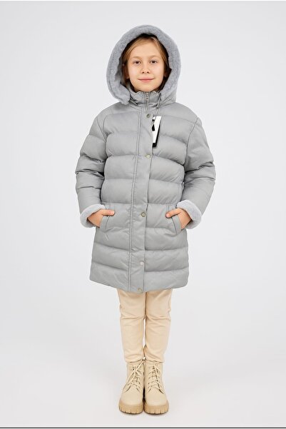 Bilen Girl's Zipper and Snap Closure Detachable Hood Fur Lined Plush Waterproof Coat