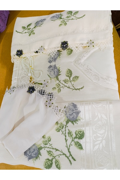 MCE 5 parça elişi iğne oyalı seccade setı