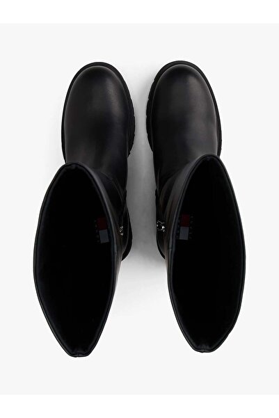 Tommy Hilfiger Kadın Konçlu Kalın Tabanlı Uzun Çizme - Siyah