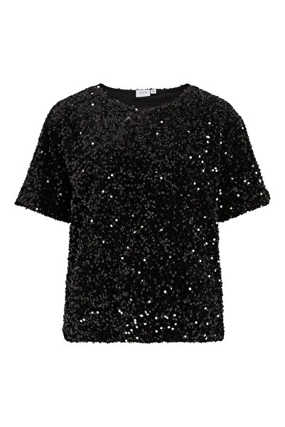 VILA Oberteil mit kurzen Ärmeln VIFAITH Pailletten