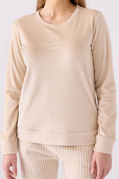 Pierre Cardin Kadın Kadife Uzun Kollu Pijama Takımı