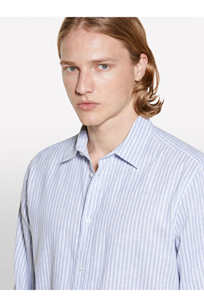 Sisley Чоловіча сорочка з бавовняно-поліестерової суміші в смужку, прямий крій 325P51FCSQ03G-SIS922