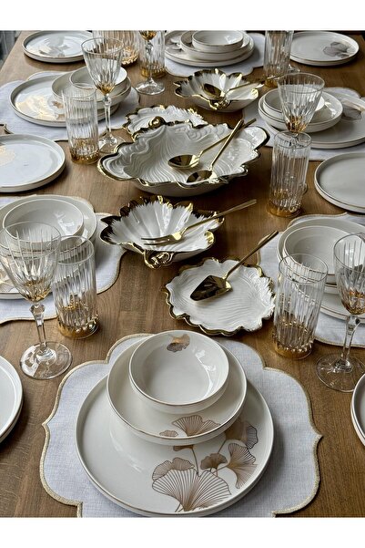 ROSSEV Yemek Takımı Modern Ginkgo 53 Parça 6 Kişilik