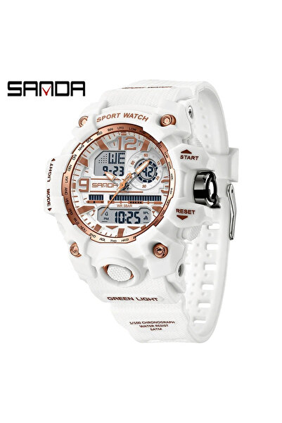 Sanda 3353 White-Rose Children's Watch – Sport Design, Digital, Multiple Functions, 5ATM