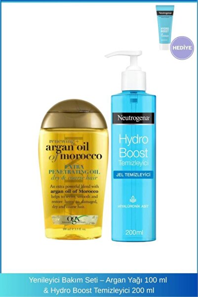 Neutrogena Yenileyici Bakım Seti – Argan Yağı 100 ml & Hydro Boost Temizleyic...