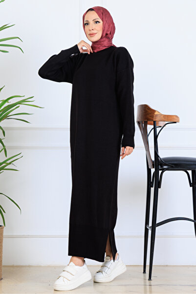 benguen Slit Detailed Knitwear Dress S510 Black