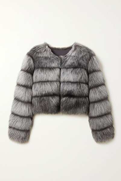 NO BRAND Blană artificială de lux tip vulpe polară argintie – Winter 2025 Signature Edition