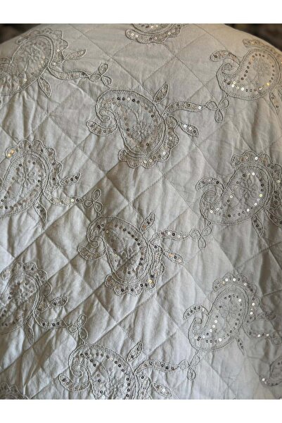 Punta Otantik Nc61582 Sequined Turtleneck Italian Quilted Vest Cream