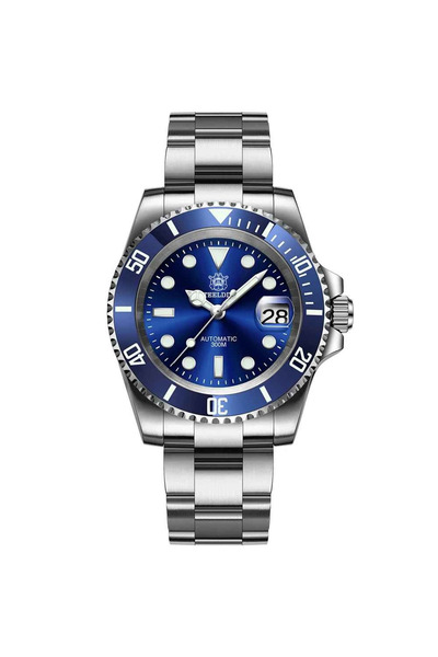 Steeldive Ceas automat de scufundări SD1953, 41 mm, brățară argintie, NH35, c...