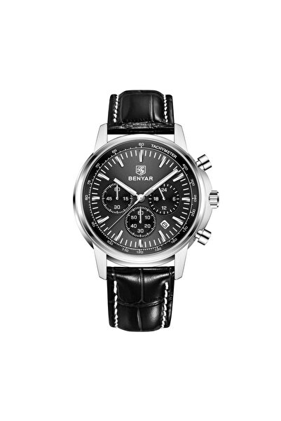 Benyar Ceas bărbătesc 5210 argintiu-negru – design business, funcții multiple...