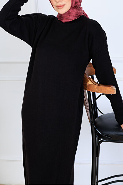 benguen Slit Detailed Knitwear Dress S510 Black