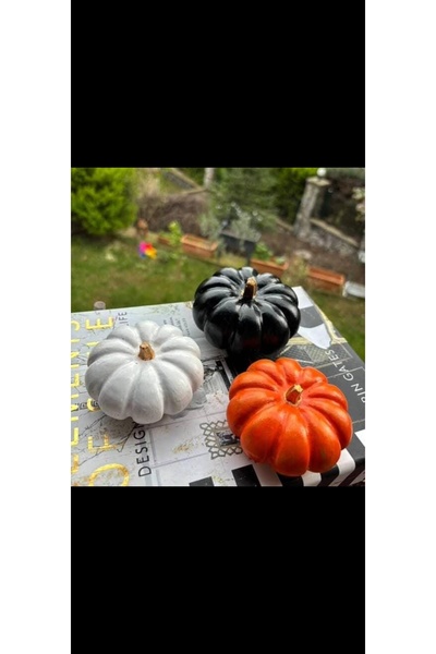 By Nese 3 adet büyük boy 11x7 cm Dekoratif kabak bibl süs heykel balkabagı ob...