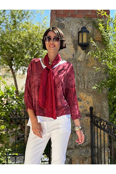 Punta Otantik NC190055 Set de trei piese din bumbac, bluză și atletă cu eșarf...