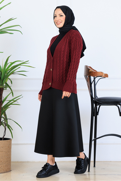 benguen Πλεκτό κοντό πλεκτό πουλόβερ S4000 Βουργουνδίας