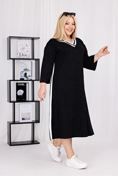 Siyezen Plus Size Sparkly V-Neck Dress