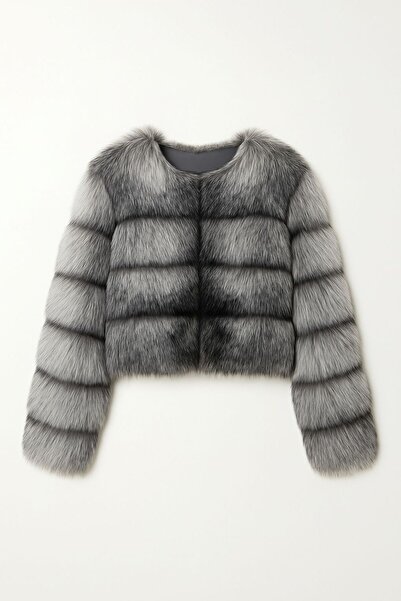 NO BRAND Blană artificială de lux tip vulpe polară argintie – Winter 2025 Signature Edition