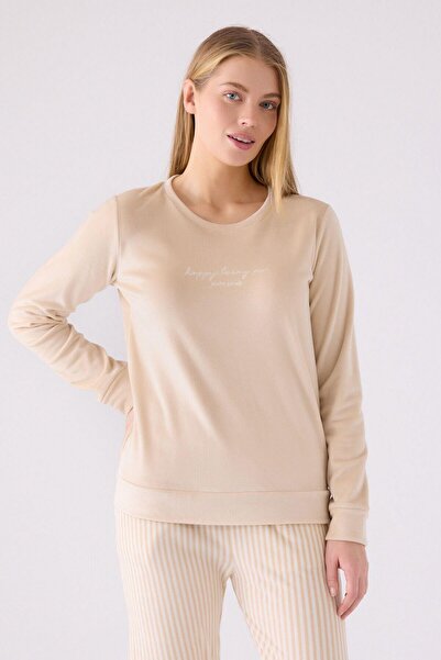 Pierre Cardin Kadın Kadife Uzun Kollu Pijama Takımı