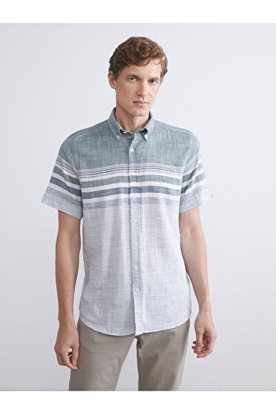 LC Waikiki LCWAIKIKI Classic Regular Fit Short Sleeve Striped Dobby Men's Shirt