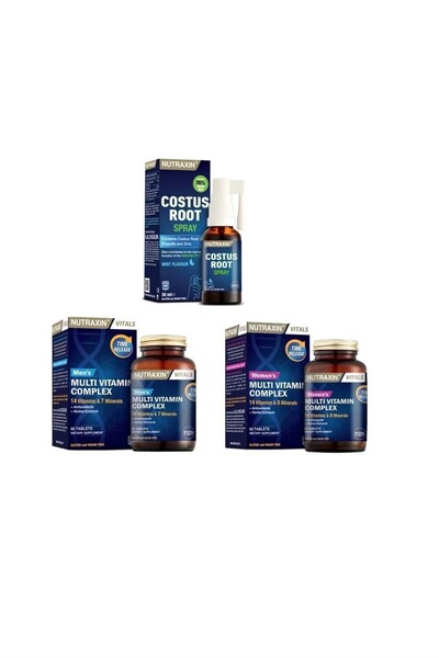 Nutraxin Costus Root 30 Ml+Nutraxin Multivitamin Mineral Complex Erkek + Womens 60 tablet