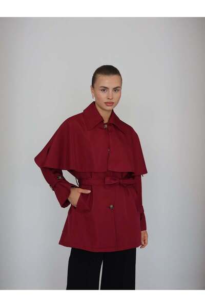 Blue Morpho Pelerin Model Kuşaklı Trençkot