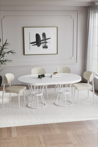 BY ORHAN GÜZEL BOHEM POLO MUTFAK MASASI TAKIMI 4 SANDALYELİ