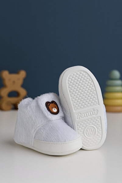eradkids Premıum Peluş Ayıcık Detaylı Yumuşak Taban Erkek Bebek Ayakkabı-Bebek patik