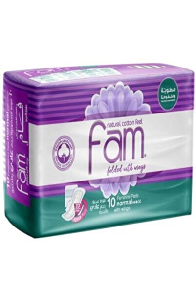FAM فوط صحية ثلاثية الطي، حجم عادي، بأجنحة، 10 قطع
