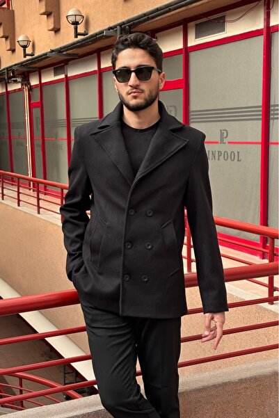 inpool Men'S, Double-Breasted Closure, Sport-Classic, Standard-Fit, Midi Length, Cashmere Coat 634