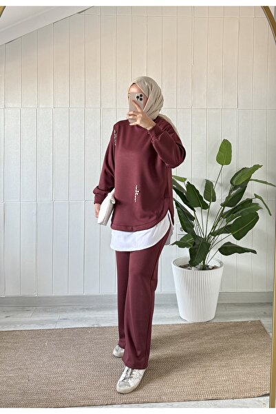 Mira İpek Double Premium Fabric Pearl Suit Hijab Double Suit Double Face Fabric Shawl with Gift