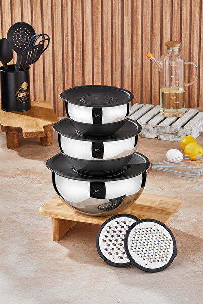 Taç Mixmaster 9-Piece Grater Mixing and Storage Container Set (16-20-24 cm)