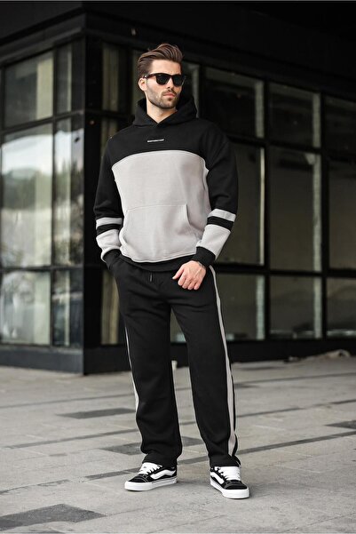 Madmext Siyah Alt Üst Kapüşonlu Eşofman Takımı E7340