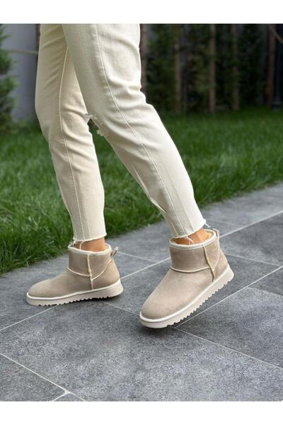DİVA Krem Süet Düz Taban Kadın Günlük Bot