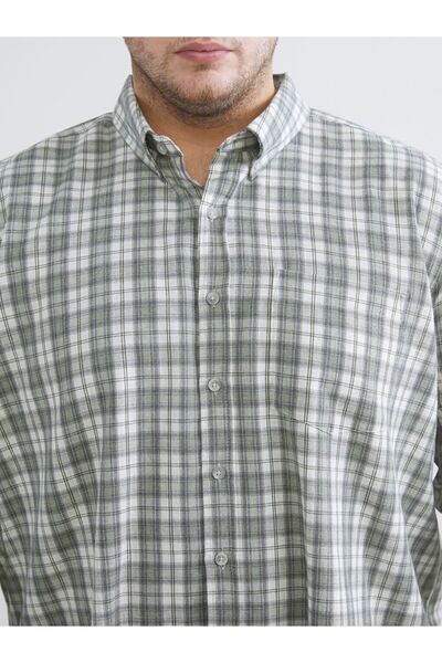 LC Waikiki Ανδρικό πουκάμισο με μακρυμάνικο καρό σχέδιο LCWAIKIKI Classic Plus Size Regular Fit