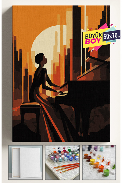 Corvo Sayılarla Boyama Seti Numaralı Tuval Fırça Boya Dahil Kasnaklı Set 50x7...