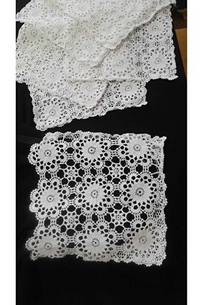 Papatyam Hand Knitted Crochet 6 Pieces (30*30) Hand Embroidered Cotton Thread/Handcrafted Throw Pillow/ Lace/Vintage