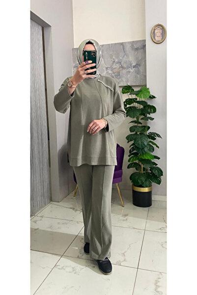 Anka Taşlı Haki pantolonlu takım