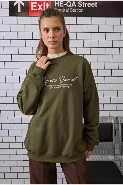 HEQA Hanorac brodat verde mușchi